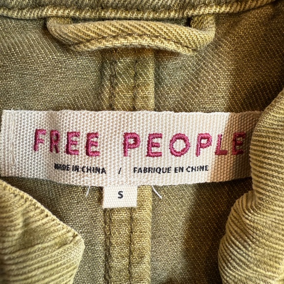 Free People Denim Seamed and Structured Military Jacket in Olive Green, Small - Picture 8 of 9
